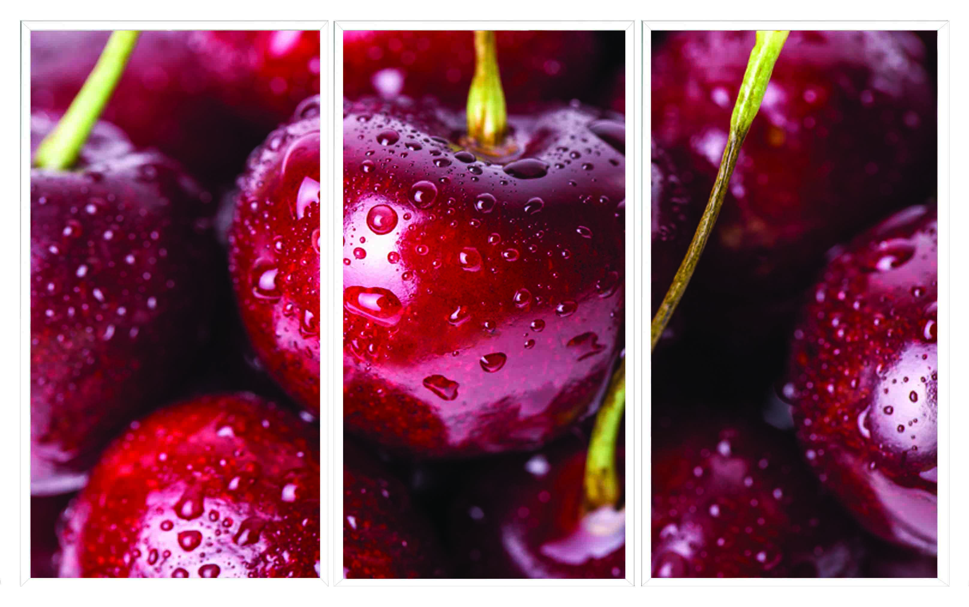 ASG409 Wall décor art printed on glass cherries set of 3